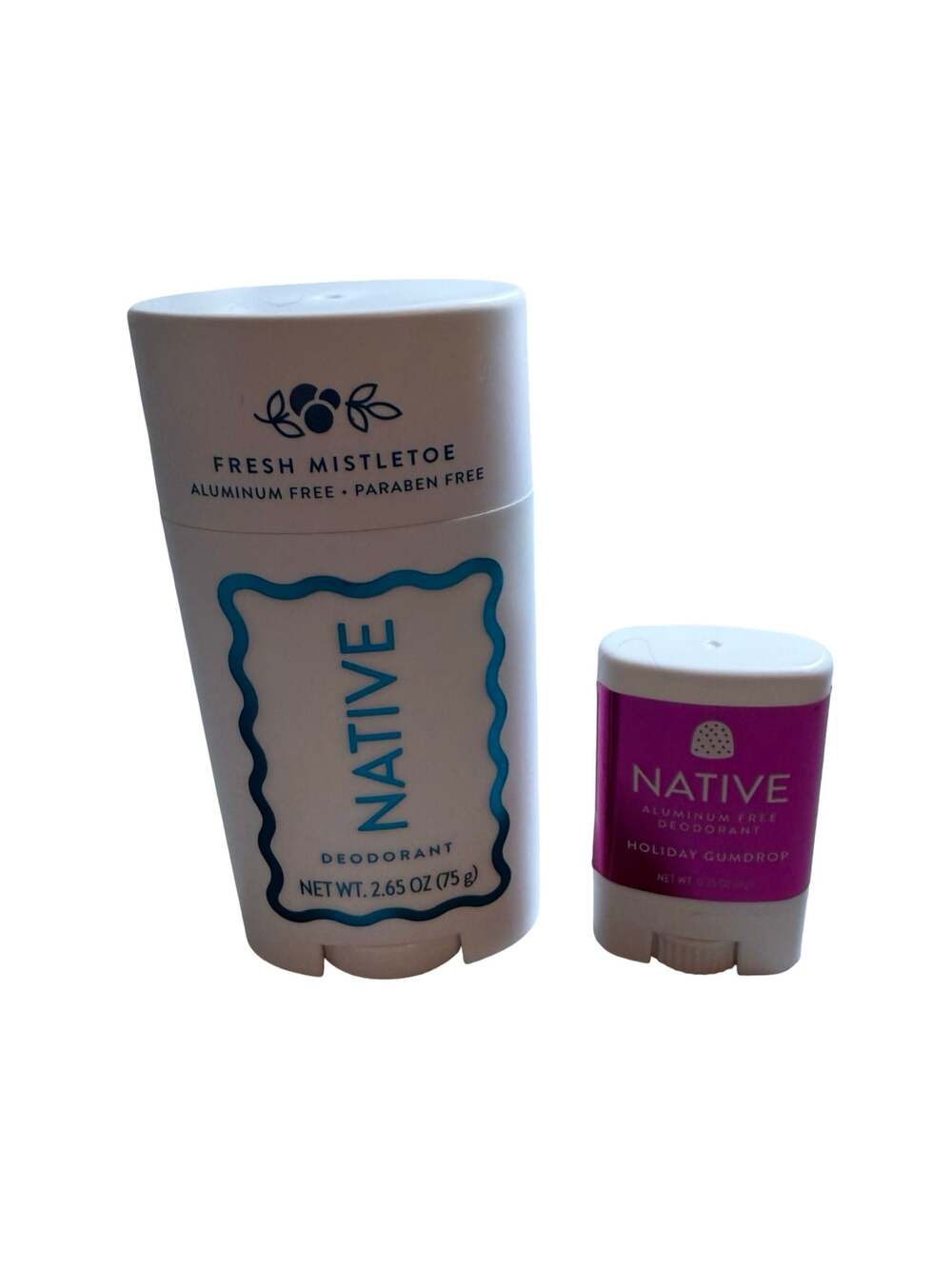 Native Fresh Mistletoe and Holiday Gumdrop Aluminum-Free Deodorant Set